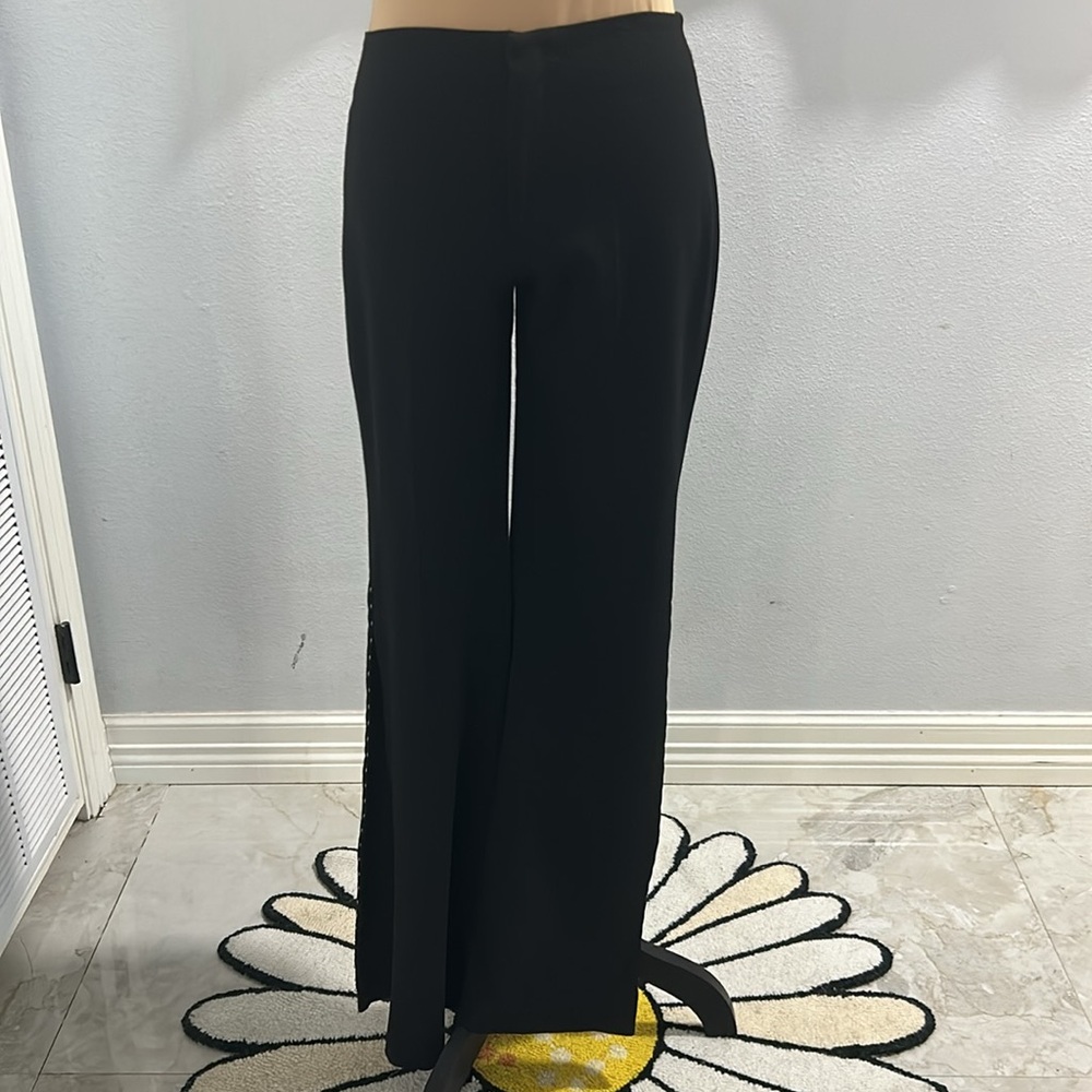 Vertigo‎ Black Flare Leg Side Leg Metal Eye Hole Hook Details. Size 6 (640)